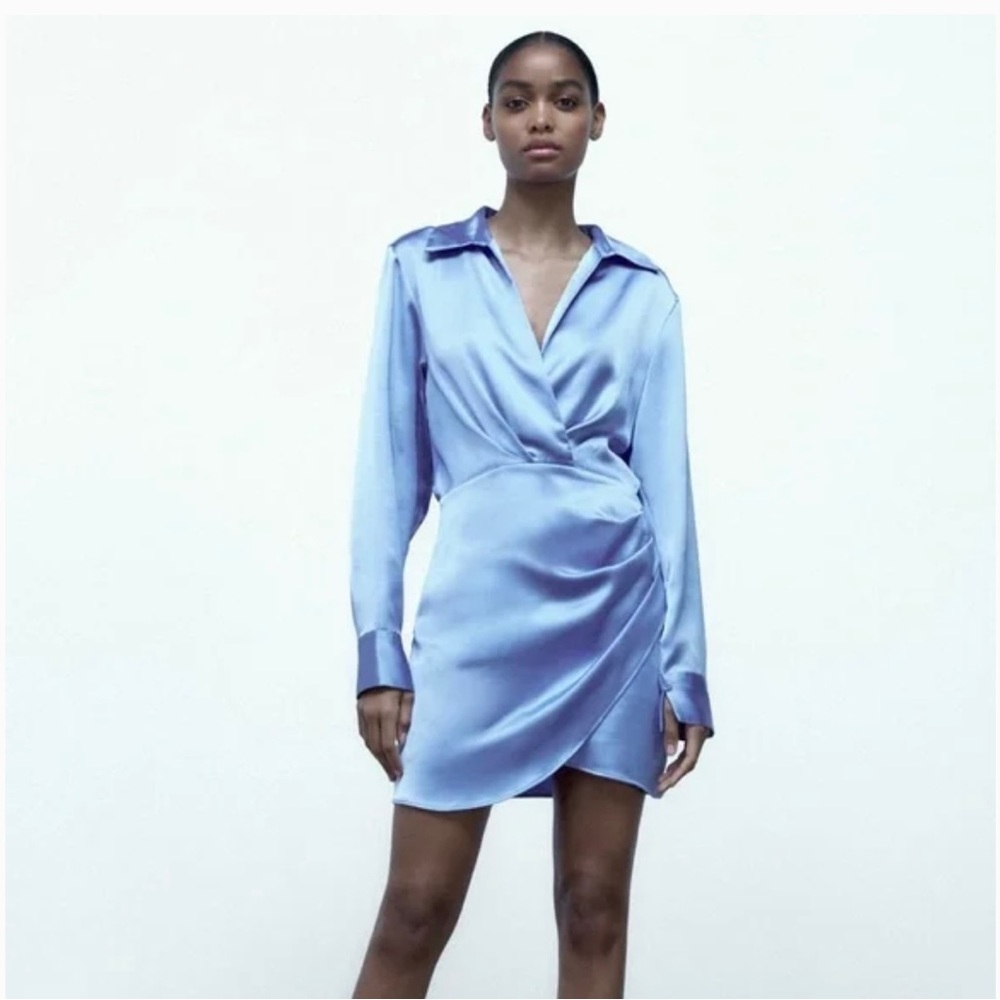Zara blue silk dress size XS